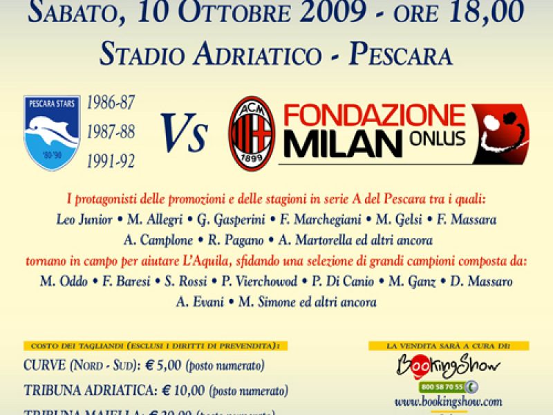 Sabato 10 ottobre, Pescara(vecchie glorie)-Milan(vecchie glorie) a scopo benefico, foto 1