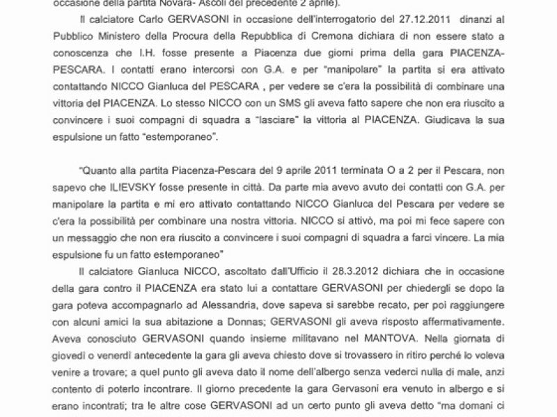Il documento relativo al deferimento della Delfino Pescara, foto 2