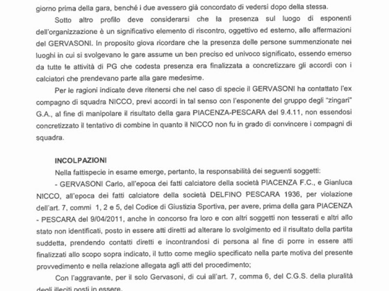 Il documento relativo al deferimento della Delfino Pescara, foto 4