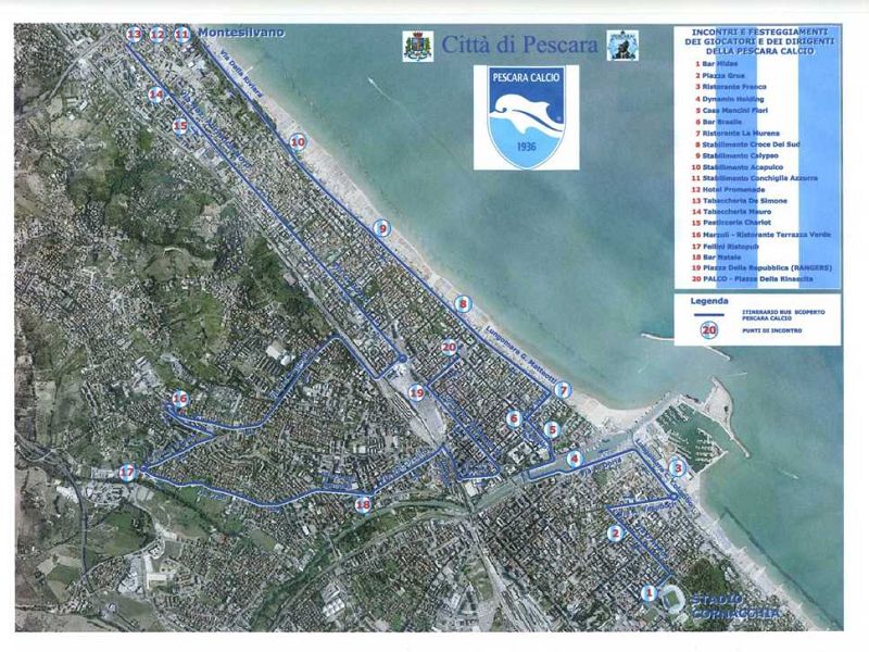 Ecco la mappa dell'itinerario della Carovana biancazzurra, foto 1