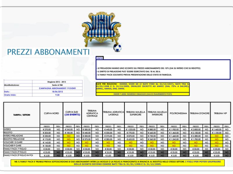 Al via la campagna abbonamenti, partirà il 18 giugno, foto 1
