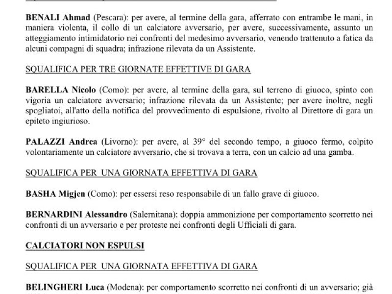 Mega squalifica per Benali, foto 1