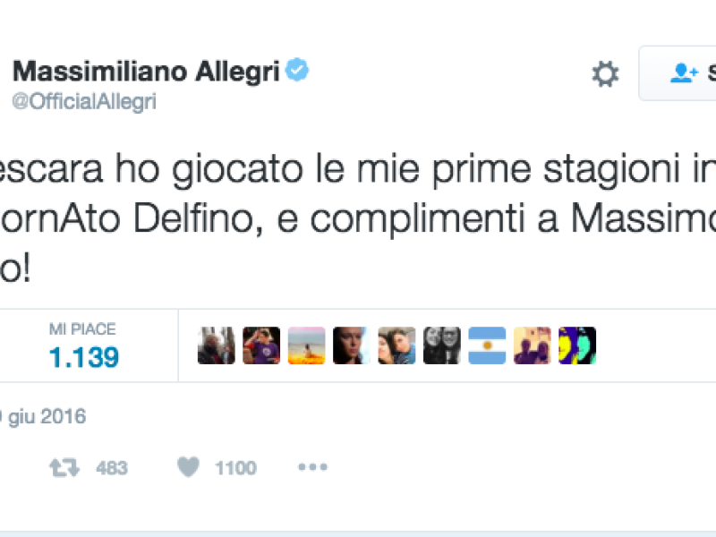 Verratti, Allegri, Del Piero: ''Complimenti Pescara!'', foto 1