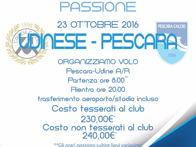 Trasferta Udine, volo organizzato da Pescara club Midas, foto 1