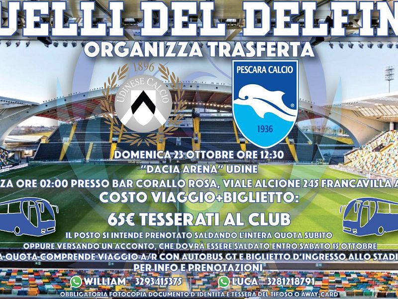 Trasferta Udine, info Quelli del Delfino, foto 1