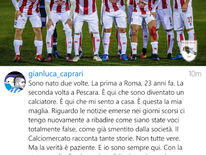Caprari: ''Pescara è casa mia, questa è la mia maglia'', foto 1
