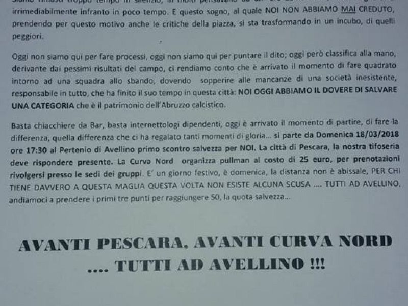 COMUNICATO UFFICIALE CURVA NORD MARCO MAZZA, foto 1