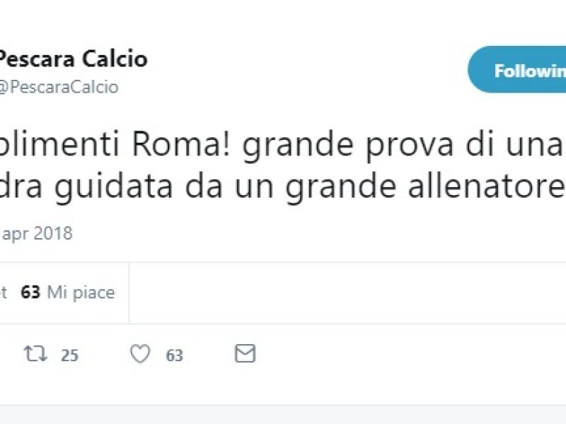 I complimenti del Pescara alla Roma, foto 1