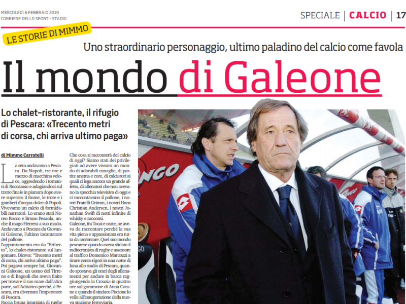 Il calcio come favola: l'elogio a Galeone sul Corriere dello Sport, foto 1