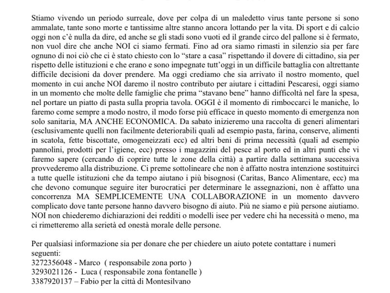 Comunicato ufficiale Pescara Rangers, foto 1