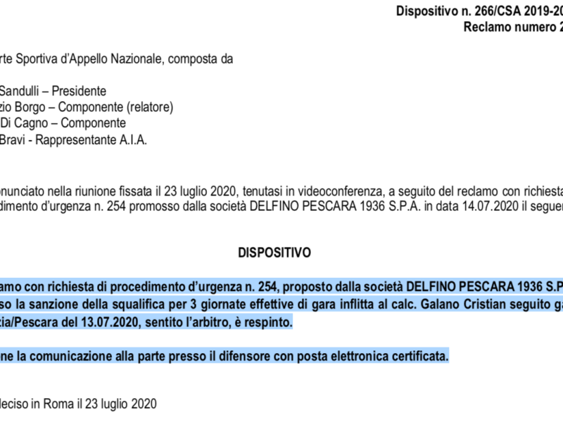 Ricorso respinto su Galano, foto 1