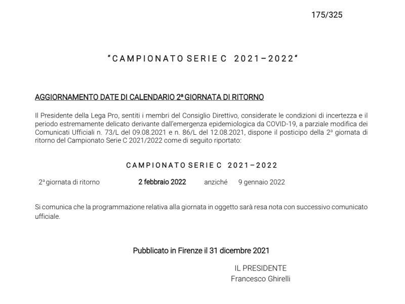 Rinviate tutte le gare del secondo turno del girone di ritorno, foto 1