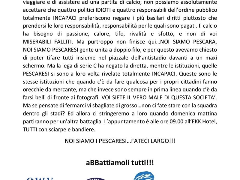 Comunicato ufficiale della Curva Nord ‘’Marco Mazza’’, foto 1