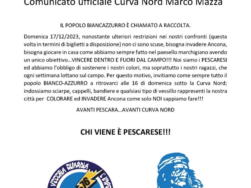 Comunicato ufficiale Curva Nord ‘’Marco Mazza’’, foto 1