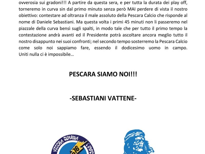 Comunicato Curva Nord ‘’Marco Mazza’’, foto 1