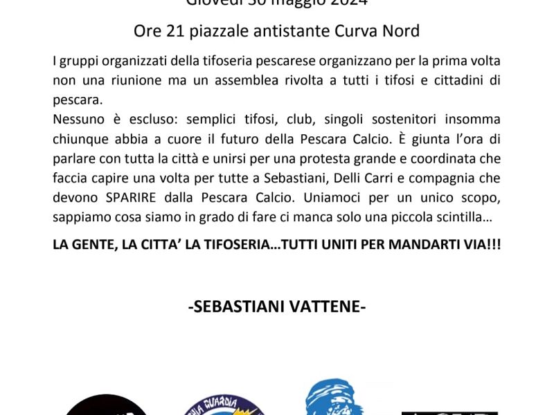 Questa sera l'incontro con tutti i tifosi del Pescara, foto 1