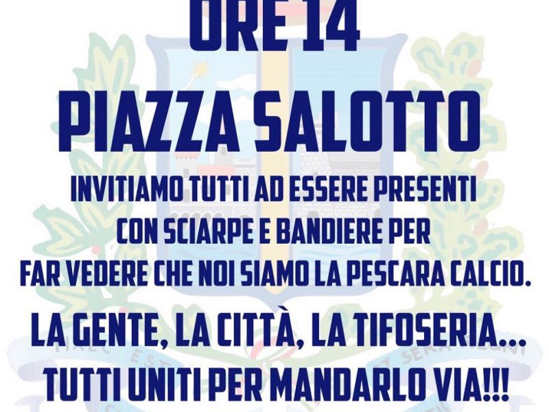 Oggi pomeriggio, il corteo di protesta dei tifosi biancazzurri, foto 1