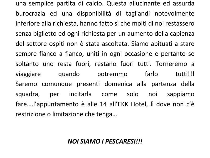 Comunicato ufficiale ultras del Pescara, foto 1