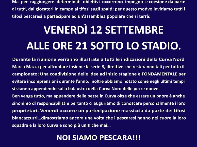 Comunicato ufficiale curva Nord ‘’Marco Mazza’’, foto 1