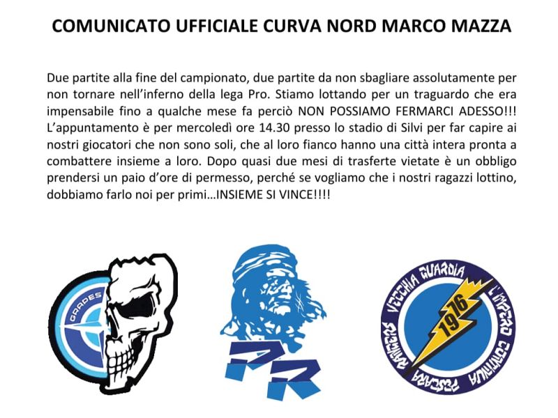 Comunicato ufficiale Curva Nord ‘’Marco Mazza’’, foto 1