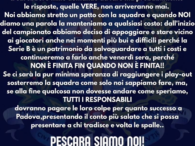 Comunicato ufficiale Curva Nord ‘’Marco Mazza’’, foto 1
