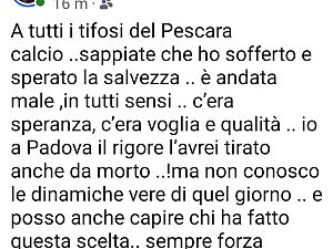 ‘’Quel rigore lo avrei tirato anche da morto’’: il grido d’amore di Andrea Cecchini al suo Pescara